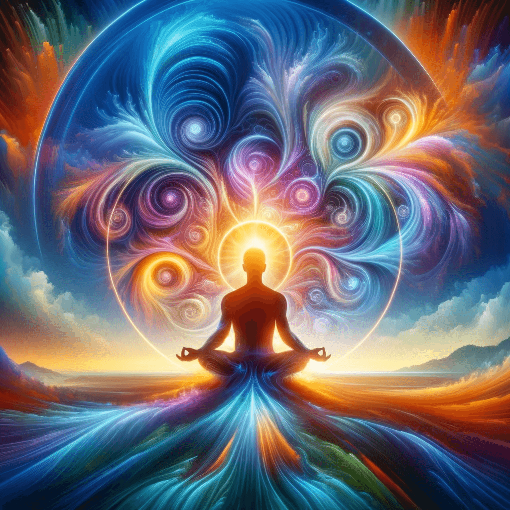 An abstract representation of personal transformation and self-discovery inspired by the book 'Breaking the Habit of Being Yourself' by Dr. Joe Dispen