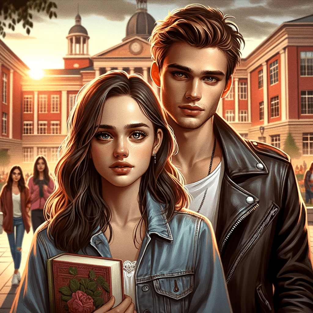 a romantic scene inspired by the novel maravilloso desastre . the image depicts a university setting, capturing the essence of the story's atmosphere