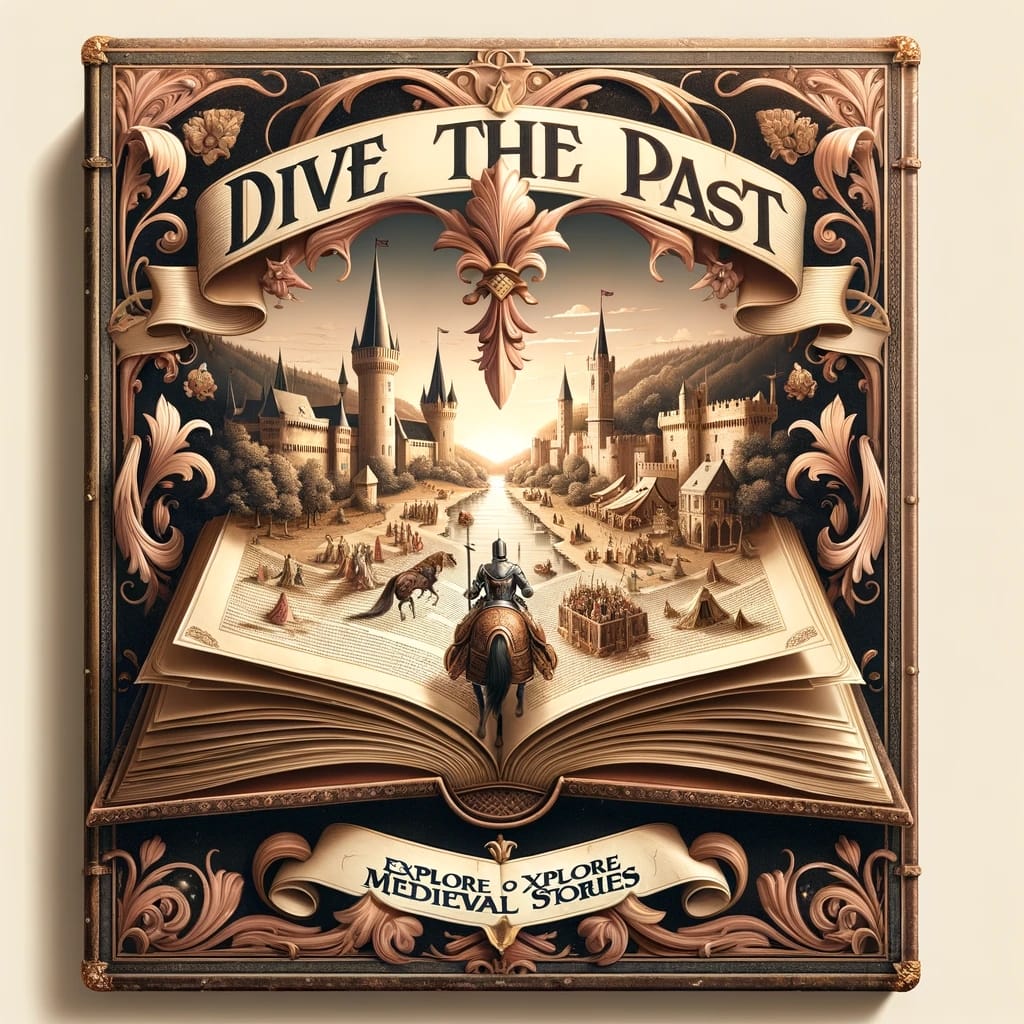 An inviting and artistic poster encouraging people to read medieval-themed books.
