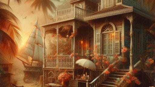 una imagen inspirada en la novela 'El amor en los tiempos del cólera' en estilo caribeño