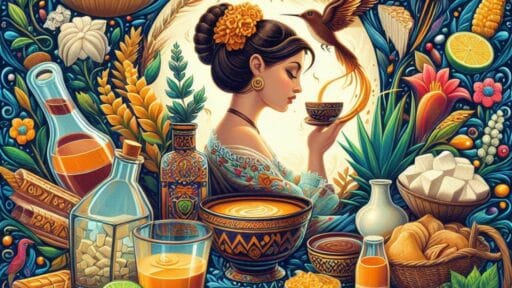 'Como agua para chocolate - Laura Esquivel' con elementos de la cocina mexicana