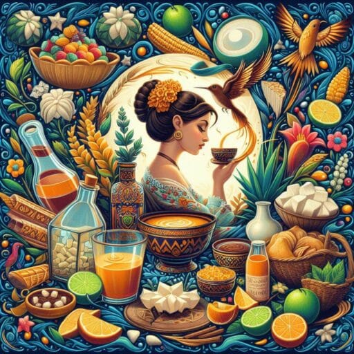 'Como agua para chocolate - Laura Esquivel' con elementos de la cocina mexicana