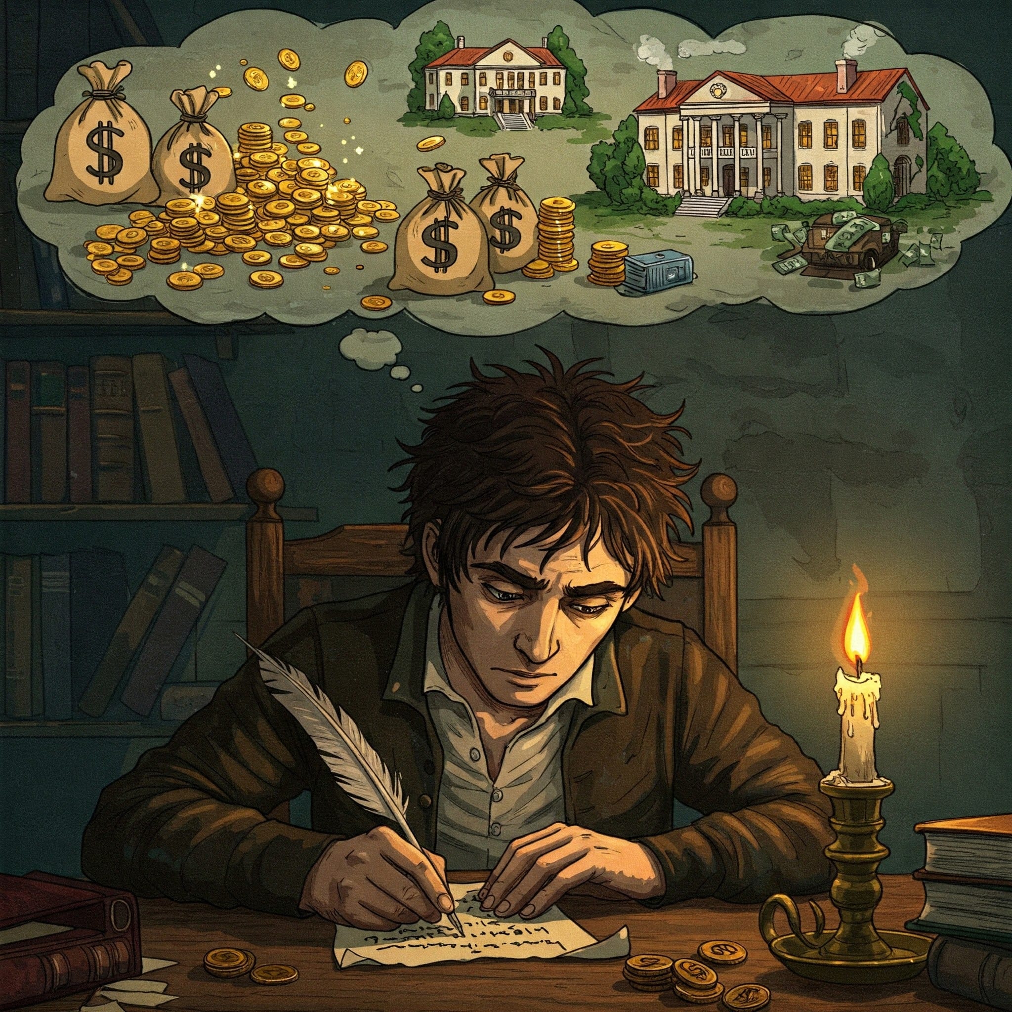 escritor sueña con dinero